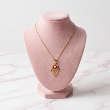 Collar mano de Fátima con ojo rojo